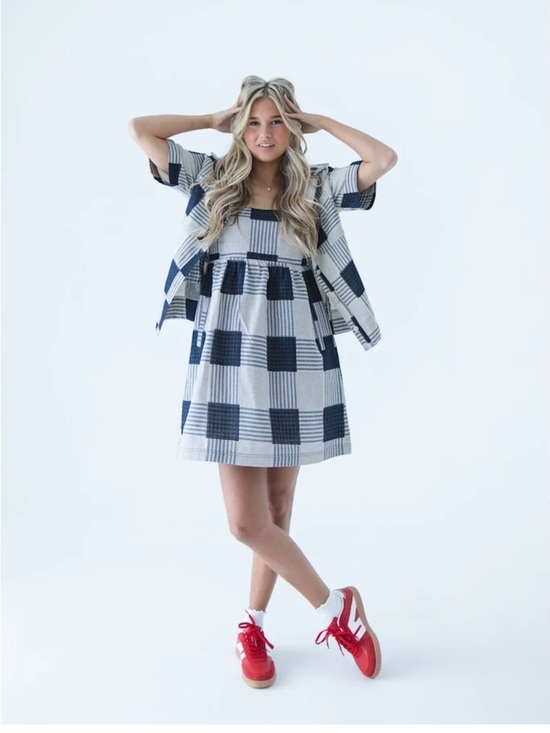 bohme Dresses & Skirts - Navy & Cream Gingham Babydoll Dress